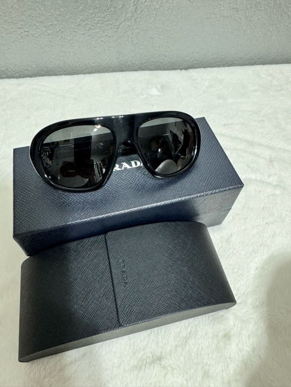 Prada Black Gloss Aviator Sunglasses